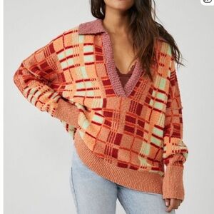 Free People Ruben Orange Sweater Small